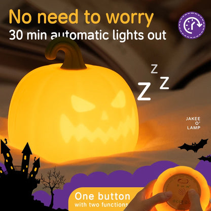 Pumpkin Led Table Lamp Jack O Lantern Silicone Rechargeable Portable Night Light for Bedroom Halloween Decor Kids Toy Gifts