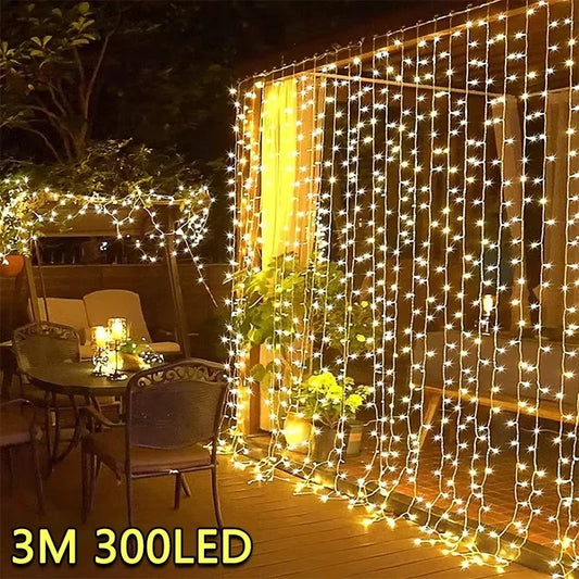 3M LED Curtain String Lights Fairy Decoration USB Holiday Garland Lamp 8 Mode for Home Garden Party New Year Wedding Led Lights
