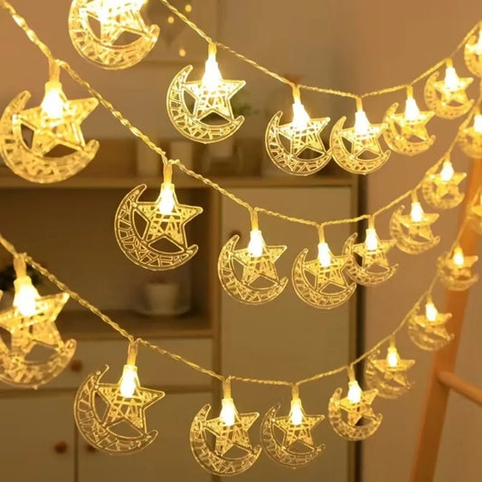 1PC 1.5M10LED/3M20LED Star Moon String Lights,LED Fairy Lights,Powered by AA Batteries(excl),Used for Room and Party Decoration