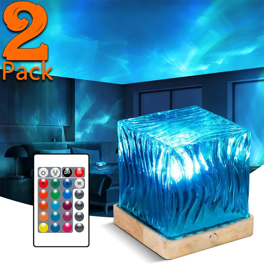 Galaxy Projector Night Light for Bedroom, 16 Color Northern Lights, Nightlight with Remote Control, Cube Ocean Wave LED