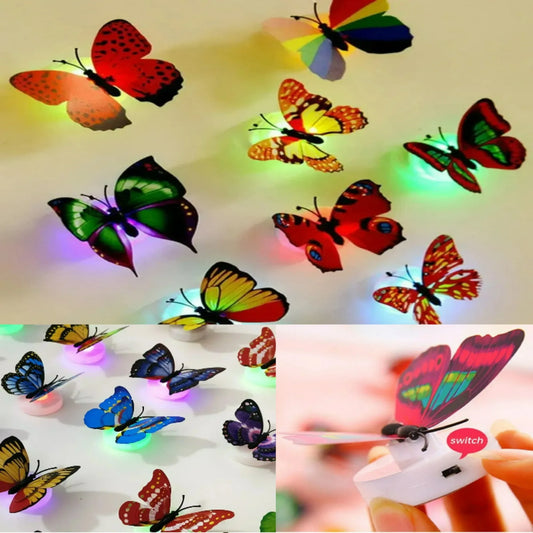 Butterfly Night Lights Pasteable 3D Butterfly Wall Sticker Lamps Luminous Led Decorative Light Home Decoration Light
