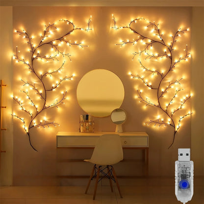 Tree Branch Lamp Christmas Decoration USB 2025 Rattan Tree Decorative Light Night Light Christmas Lights Bedroom Lamp Mood Light