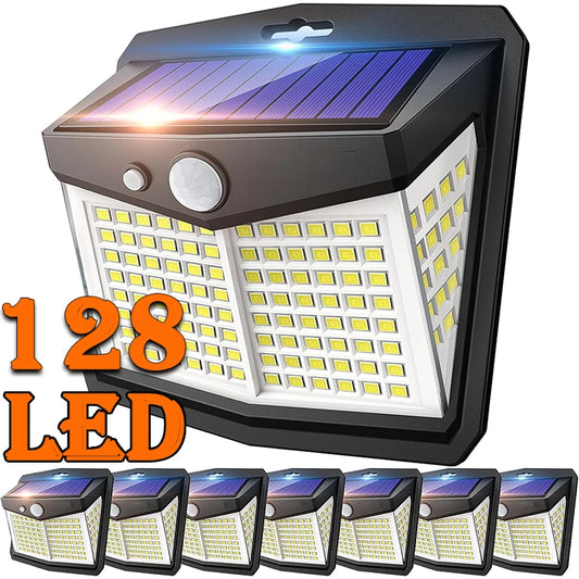 1/2/4Pcs 128 LED Solar Wall Lights Outdoor Solar Lamp PIR Motion Sensor Solar Powered Sunlight Street Light for Garden Light