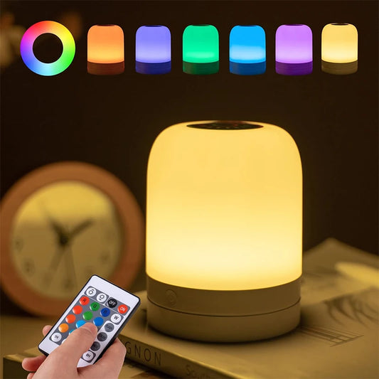 Night Light 16 Colors RGB Dimmable Small Lamp,Portable Stepless Dimming Touch Lamps for Bedroom, Color Changing LED Lights