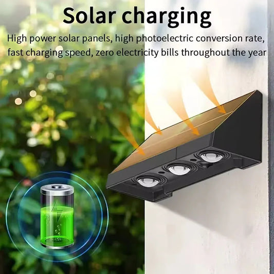 Solar Wall Lights 1/2/3 LED Lenses Fence Lights Solar Powered Waterproof Exterior House Number Lighting for Patio Balcony Sign