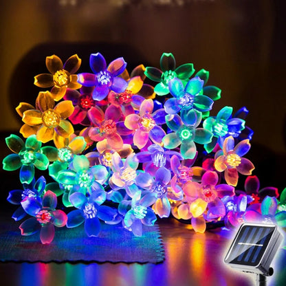 Solar Cherry Blossom String Lights with 8 Lighting Modes Outdoor Waterproof for Yard Garden Lawn Holiday Wedding Party Decor