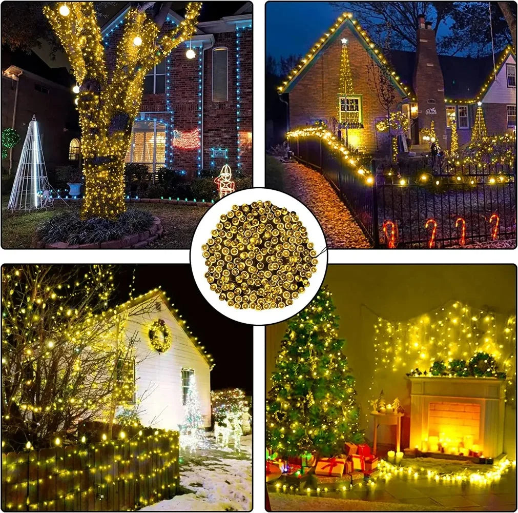 LED Outdoor Led Solar String Lights Fairy Light Solar Powered Garland Lights 8 Mode Garden Wedding Decoration Waterproof