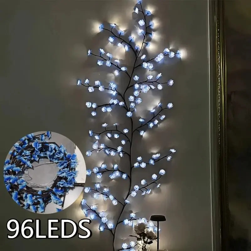 Artificial Plants Garland Artificial Flower Vines Lights Bedroom Party Holiday Decoration Cherry Blossom Room Decor Aesthetic