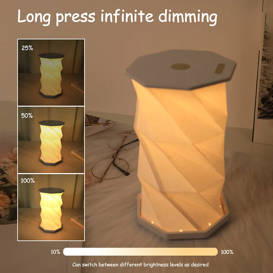 Outdoor Portable Folding Table Lamp Dimmable Paper Lantern for Camping Traveling Tent Night Light Emergency Home Bedroom Decor
