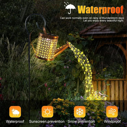 Solar Watering Can with Lights Outdoor Solar Garden Lights Decro Solar Lights Waterproof Hanging Lantern for Yard Patio