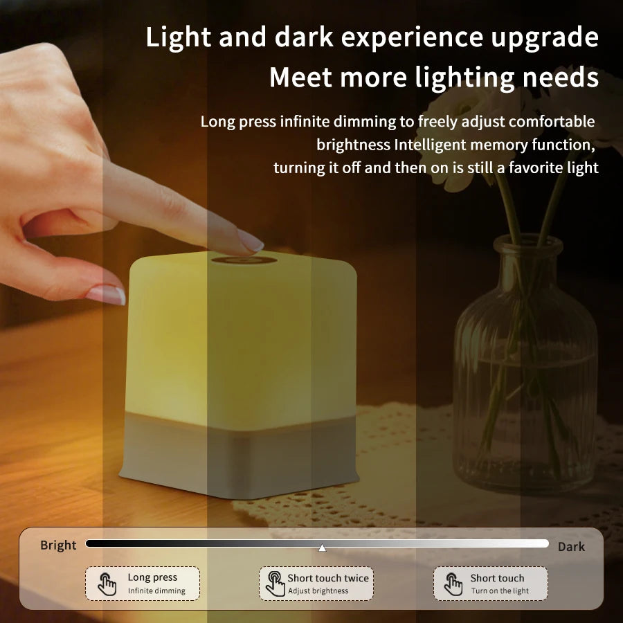 RGB White Led Table Lamp Rechargeable Bedroom Bedside Night Light Desk Bar Room Decor Ambient Lighting Mood Light Book Reading