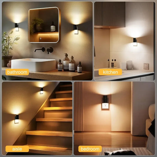 1/2Pack Night Lights Plug Into Wall Dimmable LED Nightlight with Light Sensor Adjustable Brightness for Hallway Bedroom