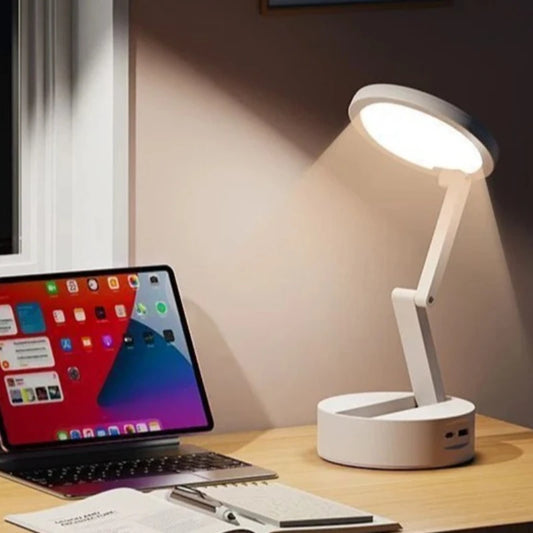 USB Charging Table Lamps Portable Foldable With Clock Night Lamps Energy Saving Bedroom Bedhead Study Room Reading Desk Lights
