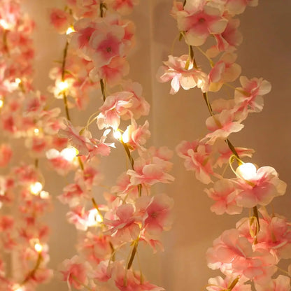 Artificial Plants Garland Artificial Flower Vines Lights for Bedroom Party Holiday Decoration 2M 20LEDs Cherry Blossom Light