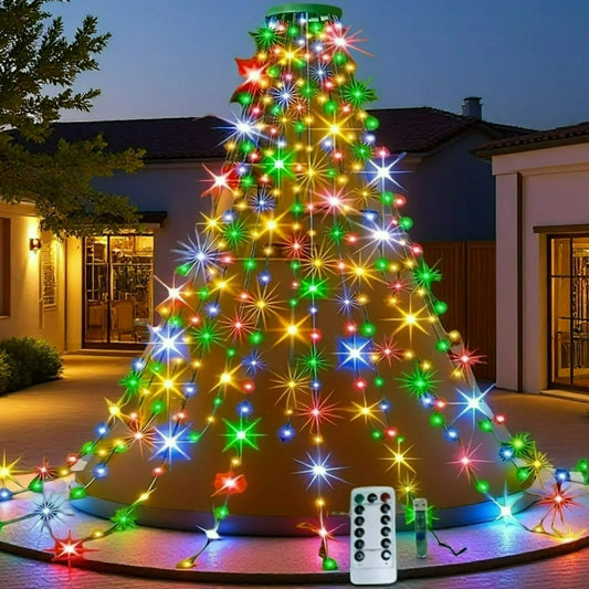 400LED Christmas Tree Waterfall Lights with Remote Warm Light and Colored Light Are Optional 8 Modes for Garden Patio Home Decor