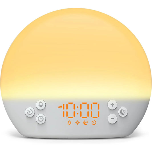 Sunrise Alarm Clock Wake Up Light Sound Machine for Sleep Dimmable LED RGB Night Light 30 Soothing Sound White Noise for Bedroom