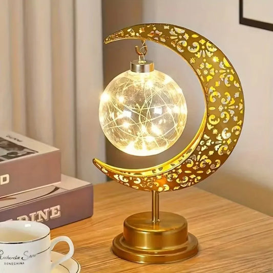 1PC LED moon table lamp,powered by 3AA batteries(excl),used for bedroom,living room and Ramadan decoration