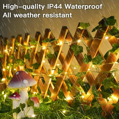 LED Solar Vine String Lights Outdoor Waterproof Artificial Ivy Leaves Decor Fairy Lights 8 Modes for Christmas Garden Wedding