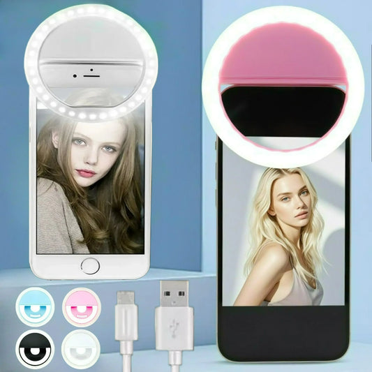 LED Selfie Fill Light USB Charge Led Selfie Ring Light Mobile Phone Live Broadcast Video LED Selfie Ring Lamp for All Smartphone