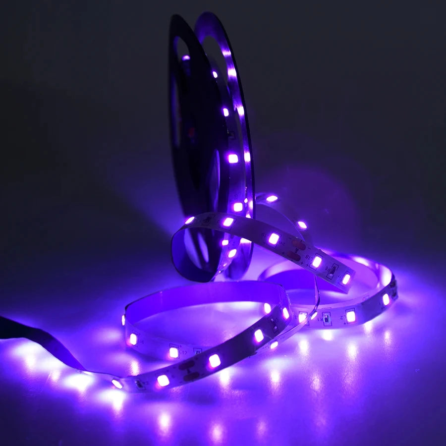 UV Led Strip Black Light DC 12V 385-400nm Flexible Ribbon for Glow Party Fluorescent Dance Birthday Halloween Posters Room Decor