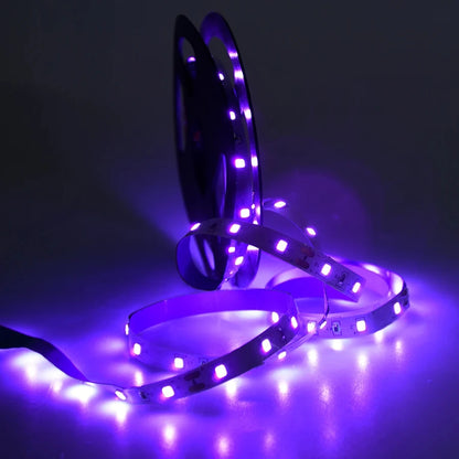 UV Led Strip Black Light DC 12V 385-400nm Flexible Ribbon for Glow Party Fluorescent Dance Birthday Halloween Posters Room Decor