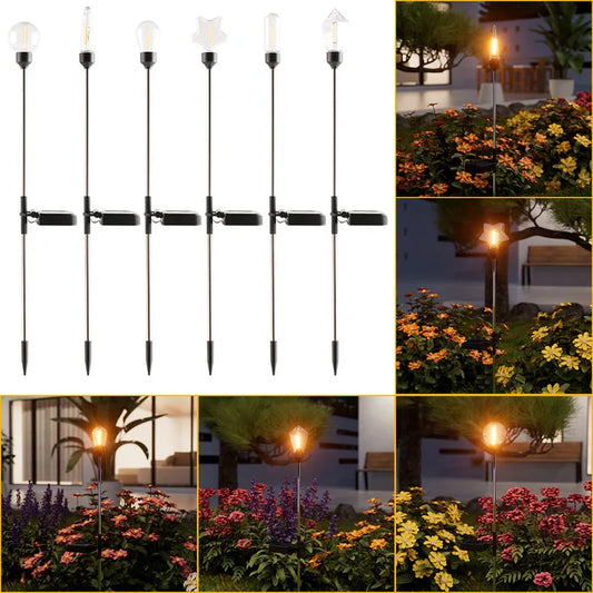 2pcs Solar Garden Lights Solar Pathway Illumination Circular Star LED Fixtures Outdoor Landscape Lighting Garden Posts Pathway