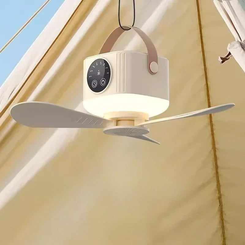 7200mAh Wireless Portable Ceiling Fan with Remote USB Rechargeable Bedroom Hanging Fan with Hook Tent Camping Outdoor