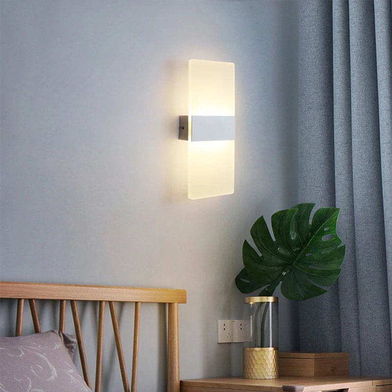 LED Acrylic Wall Light AC85-265V Long Style Living Room Corridor Bedroom 3/6/12W  Bedhead Art Decoration Indoor Wall Lights