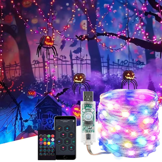 2M-30M Outdoor LED String Fairy Lights RGB String Light App Remote Control Music Sync for Christmas Party Garden Halloween Decor