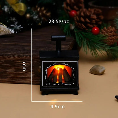 LED Dollhouse Mini Fireplace Glowing Stove Model House Furniture Kitchen Life Scene Decoration Toys Bedroom Bedside Night Light