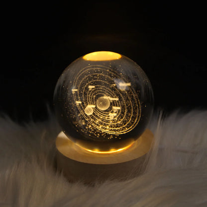 USB Powered 3D Crystal Ball Night Light LED 3D Planet Christmas Pattern Atmosphere Fairy Lamp Ideal Gift for Bedroom Decoration