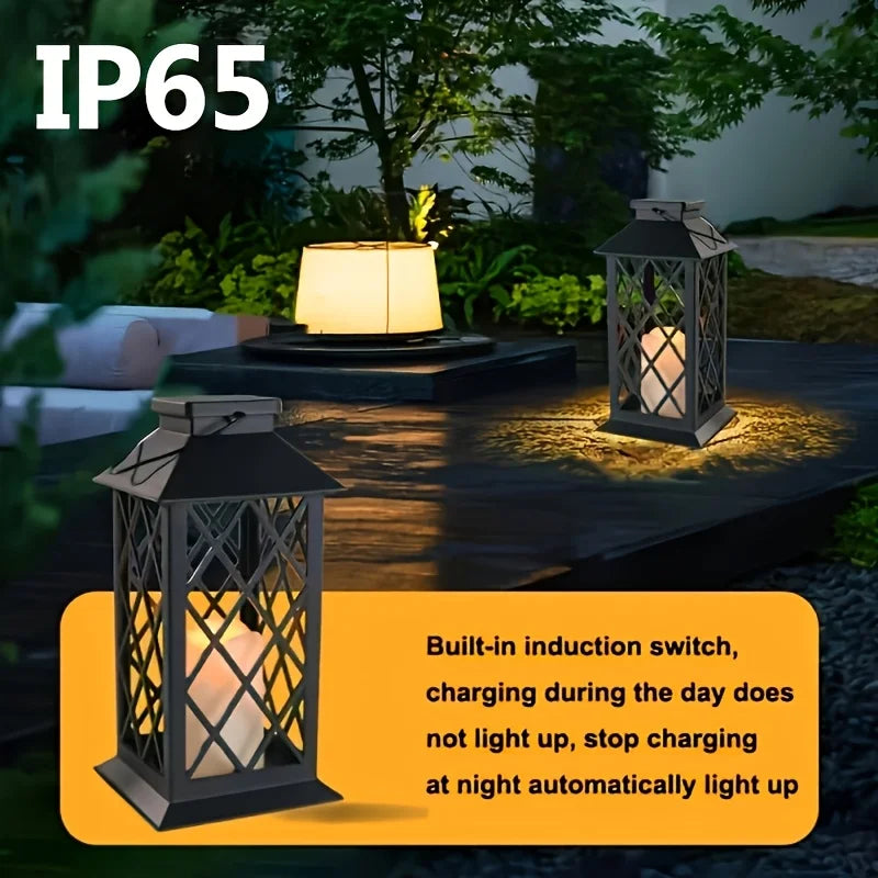 1/2PCS Solar Lantern, Flickering Flame-less Candle LED Light, Garden Hanging Decoration, for Courtyard and Party Decoration