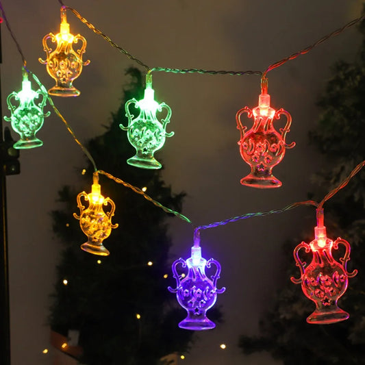 1PC 1.5M10LED/3M20LED Star&Moon Lantern String Lights,Powered by AA Batteries (Excl),Used for Room,Party and Ramadan Decoration