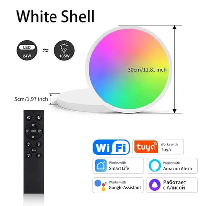 Tuya Wifi Led Ceiling Light 85-265V with RF Remote Group Control Alexa Google Smart Life RGB Lamp Flush Mount Light Fixture 24W