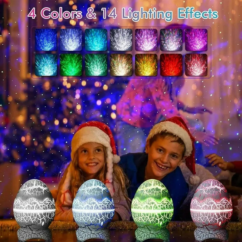 Dinosaur Egg Galaxy Projector with Remote Control Bluetooth Speaker LED Night Light Starry Sky Projection Light Children's Gift
