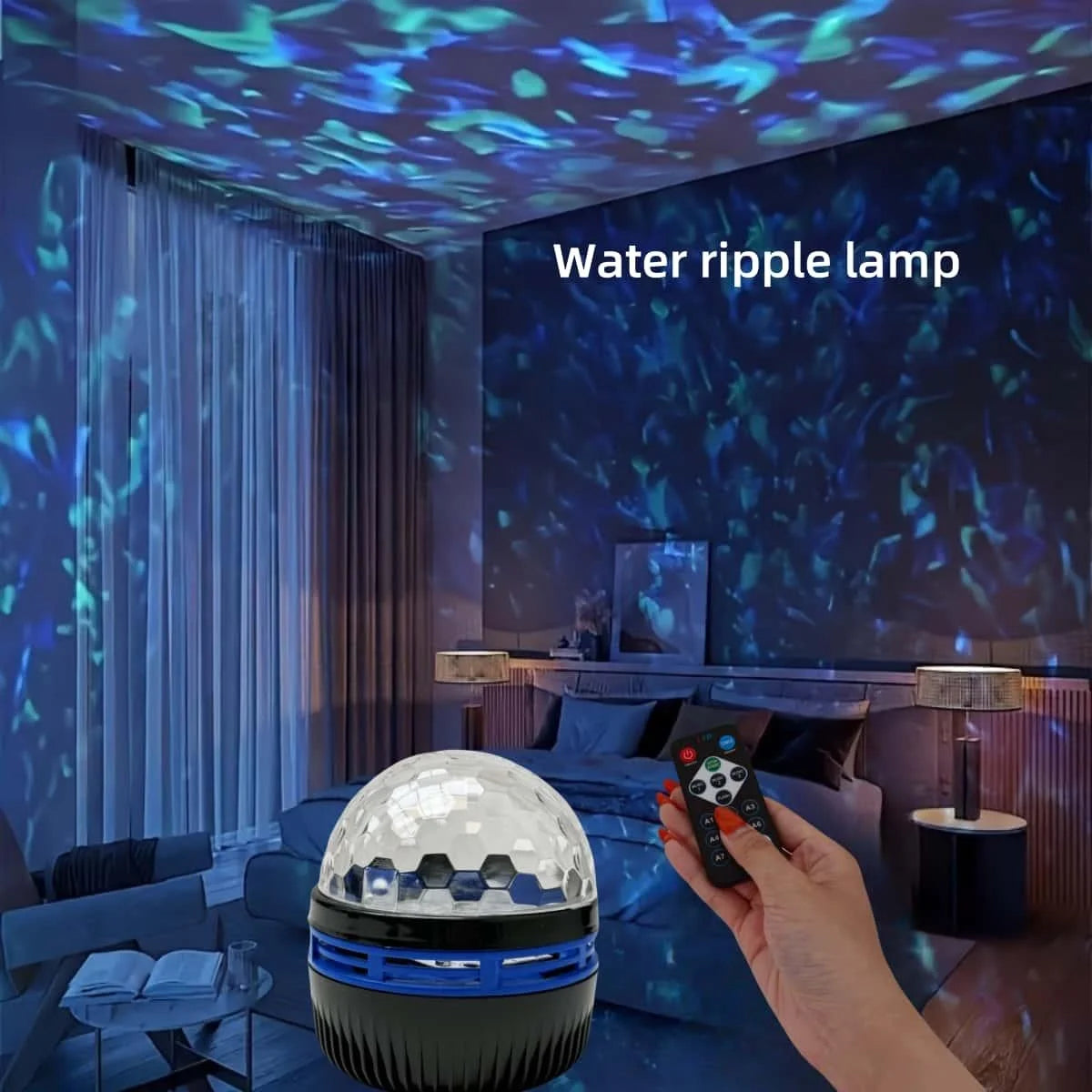 LED Starry Sky Galaxy Ocean Wave Projector Light Remote Control 7Modes Night Lamp USB Plug-in Auto Rotate for Room Ceiling Party
