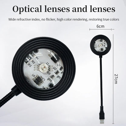 Sunset RGB Led Spotlight USB 5V Projection Lamp for Bedroom Ceiling Wall Party Lighting Holiday Selfie Ambient Light with Remote