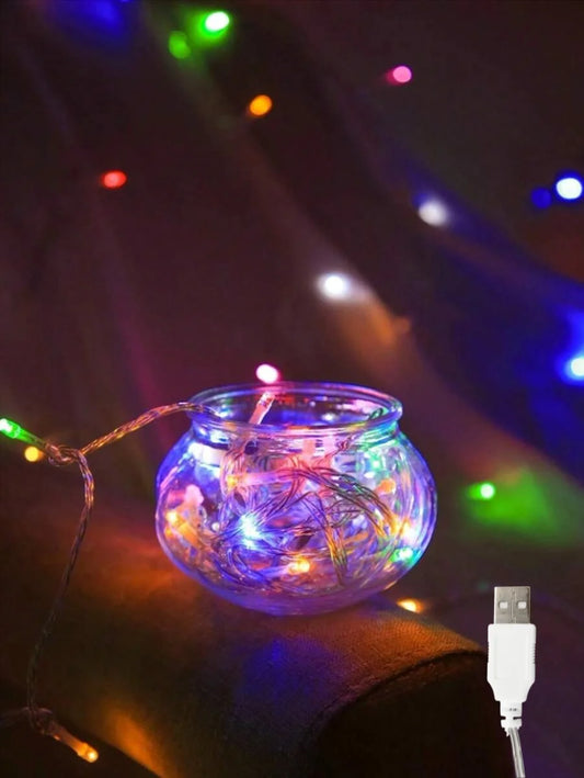 1PC 3M20LED USB Color Battery Box Bare Light String, Suitable for Party, Festival, Bedroom, Living Room, Wedding Decoration