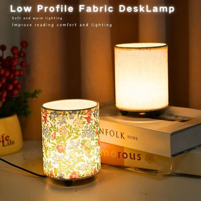 Minimalist fabric desk lamp, USB switch button soft warm lighting desk reading light bedroom living room office light