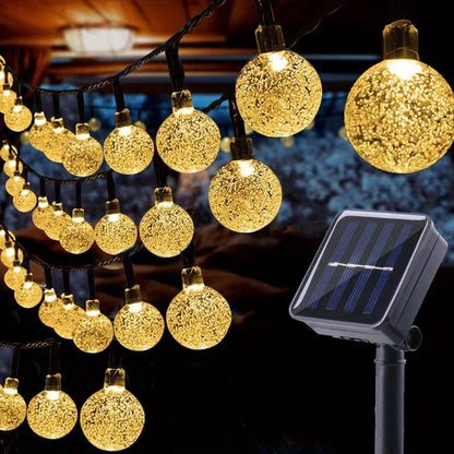 1 Pack 39FT IP65 Crystal Globe Solar String Lights 100 LED 8 Lighting Modes Solar Outdoor Lights For Halloween Christmas Party