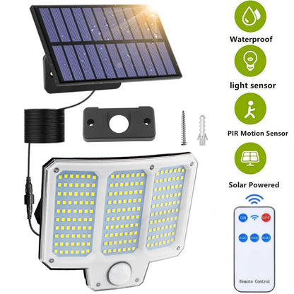 210 LED Solar Split Light With Remote Control, Motion Sensor Outdoor Garden Courtyard Waterproof Decor Lighting Solar Wall Lamp