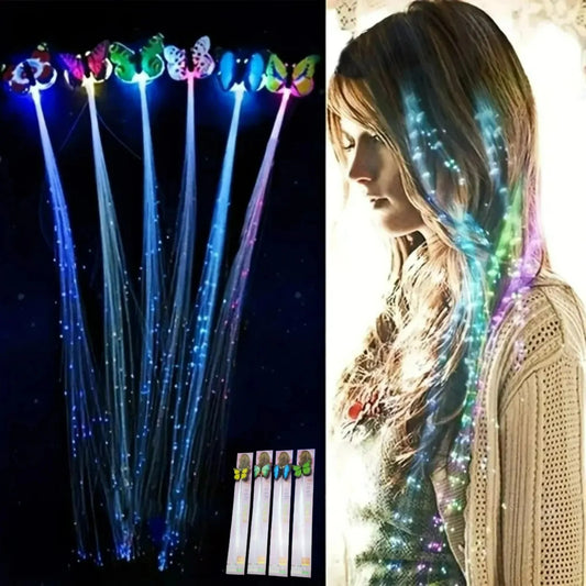 LED Colorful Butterfly Braid Light Luminous Hair Clip Women's Party Hair Accessories Christmas Birthday Party Decoration