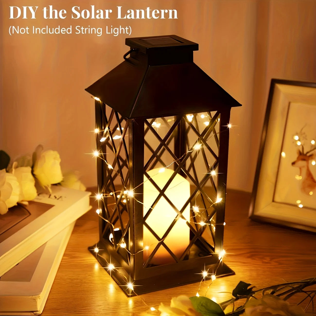 1/2PCS Solar Lantern, Flickering Flame-less Candle LED Light, Garden Hanging Decoration, for Courtyard and Party Decoration