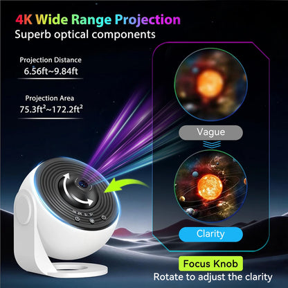 LED Night Lamp Galaxy Projector 14PC 4K HD Film Discs 360° Rotate Starry Sky Projector Lights Planetarium Bedroom Decor Kid Gift