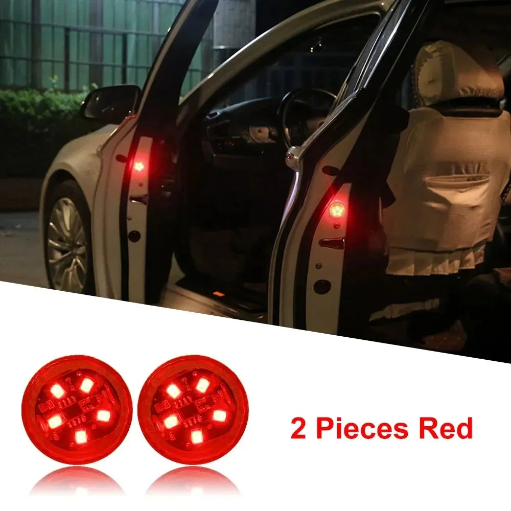 LED Car Opening Door Safety Warning Anti Collision Lights Magnetic Sensor Strobe Flashing Alarm Parking Lights Prevent Accidents