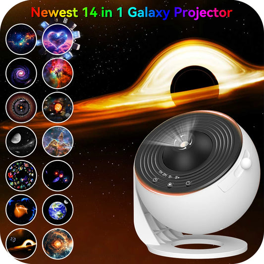 Galaxy Projector Table Bedside Light 14 in 1 Starry Sky Projector Spotlight Planetarium Projector Night Light Bedroom Home Decor