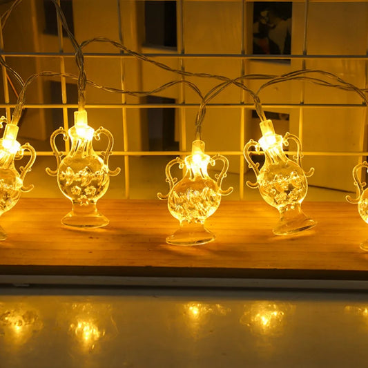 1PC 1.5M10LED/3M20LED Star&Moon Lantern String Lights,Powered by AA Batteries (Excl),Used for Room,Party and Ramadan Decoration