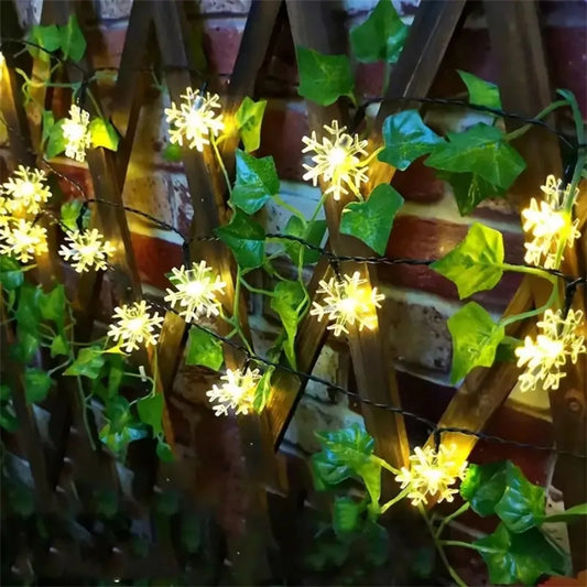 1PC 5M20LED/7M50LED/12M100LED solar snowflake string light -8 lighting modes,used for outdoor,garden,terrace,courtyard,and party