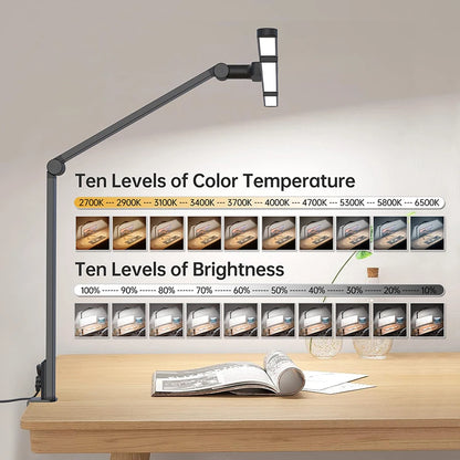 LED Desk Lamp with Clamp Remote Dimming 24W Ultra Bright Desk Lamp for Home and Office Architects Paired with Ambient Lighting