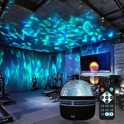 LED Starry Sky Galaxy Ocean Wave Projector Light Remote Control 7Modes Night Lamp USB Plug-in Auto Rotate for Room Ceiling Party